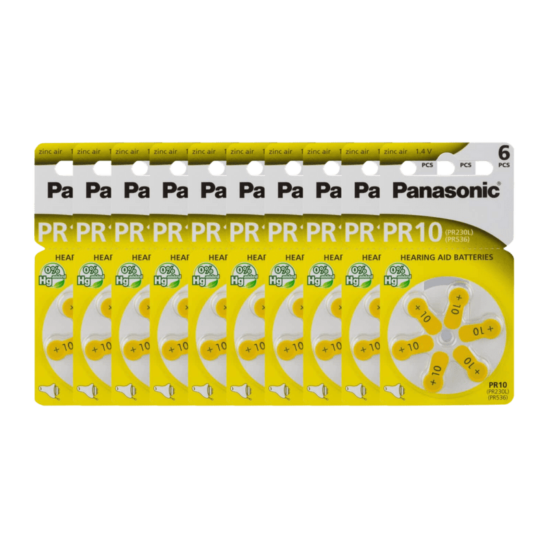 Panasonic Hörgerätebatterien 60 Stück Hörgerätebatterien Panasonic PR 10